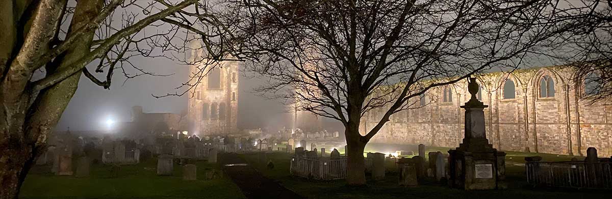 St Andrews Cathedral lit at night